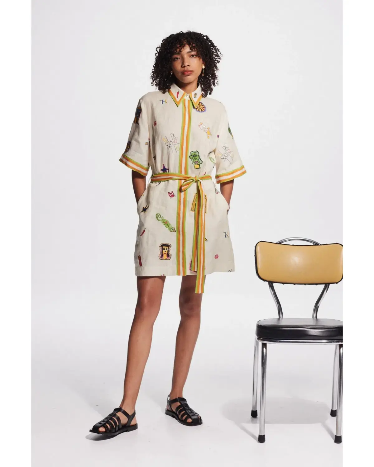 Alemais Checkers Embroidered Mini Dress Print Size AU 14 - Image 1