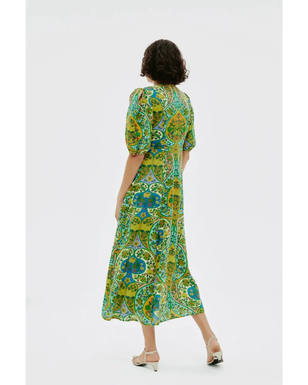 Alemais Sofie Puff Sleeve Midi Dress Multi Size AU 16 - Image 3