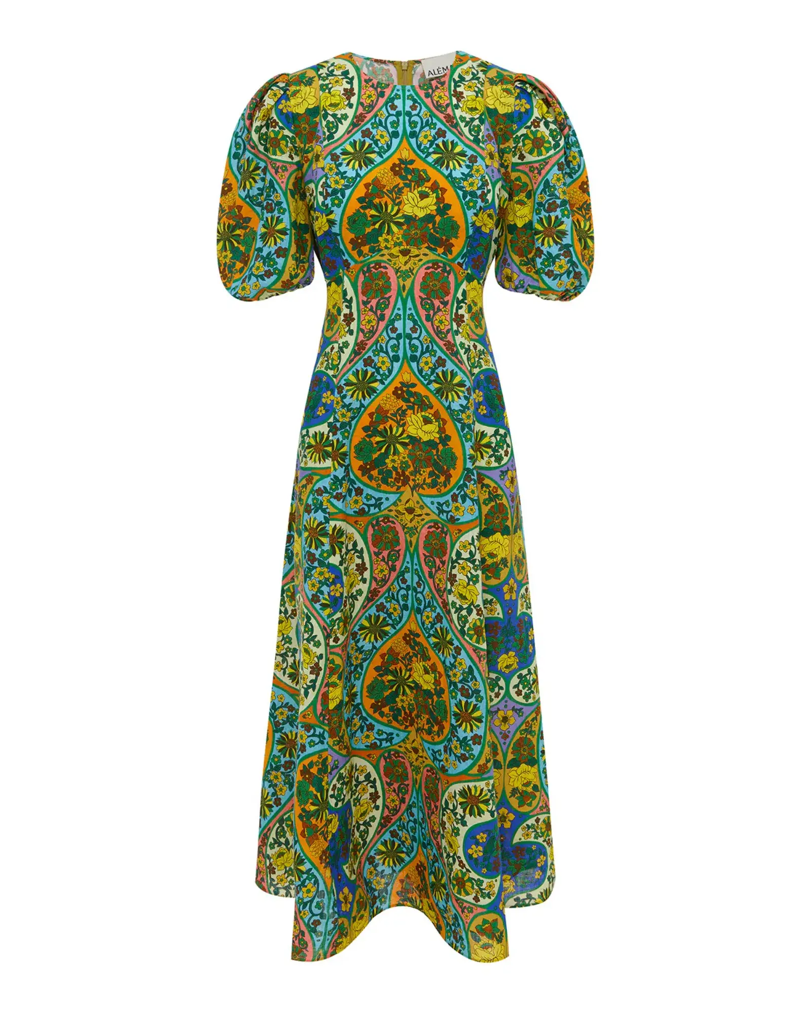 Alemais Sofie Puff Sleeve Midi Dress Multi Size AU 16 - Image 4