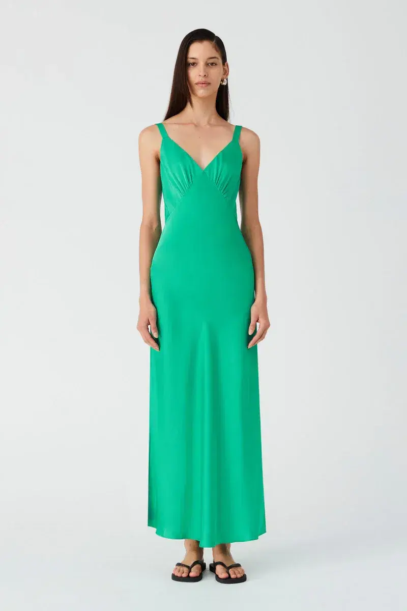 Misha Augustina Satin Maxi Dress Deep Mint Size Small/Au8 - Image 1