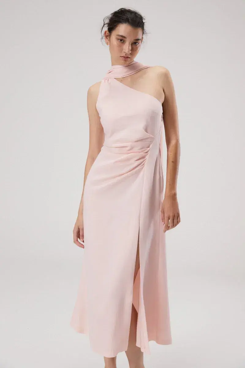 Misha Estra Satin Midi Dress Blush Size 8 - Image 2
