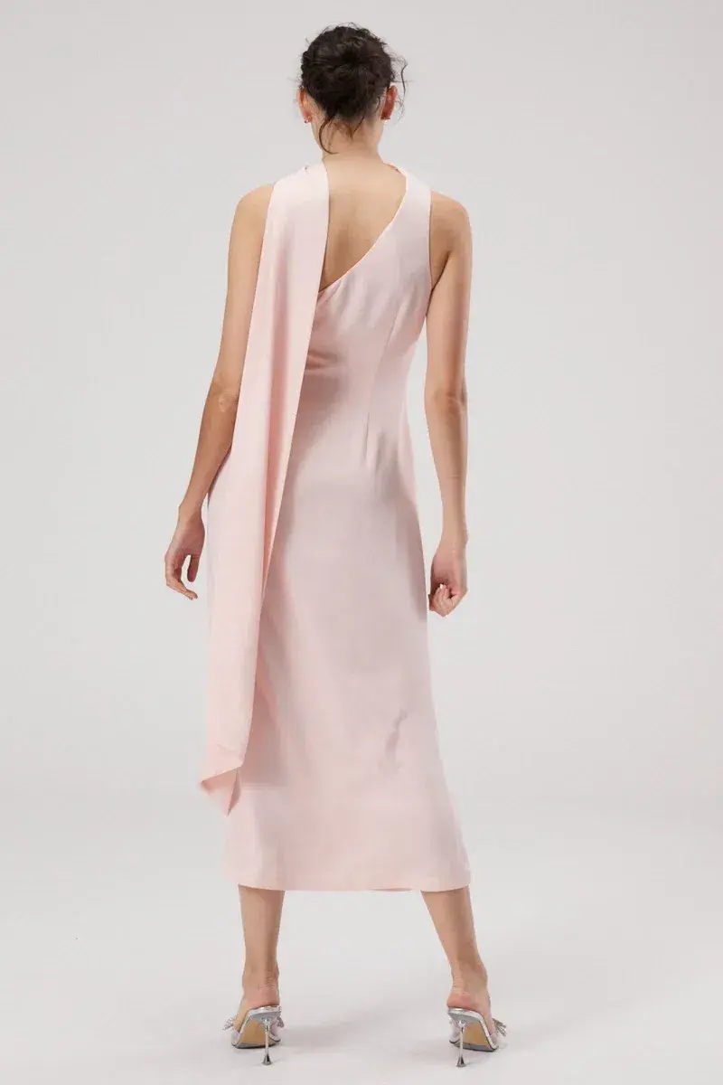 Misha Estra Satin Midi Dress Blush Size 8 - Image 3