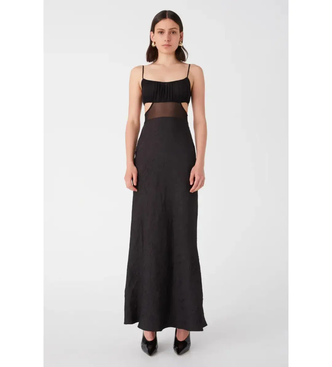 Misha Rebecca Satin Maxi Dress Black Size 10  for rent on The Volte - main image