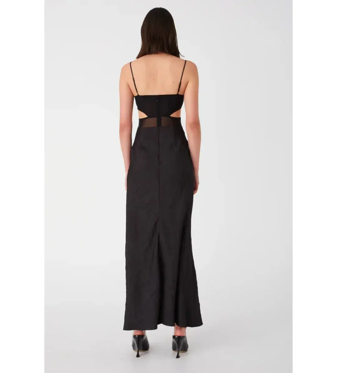 Misha Rebecca Satin Maxi Dress Black Size 10  for rent on The Volte - main image
