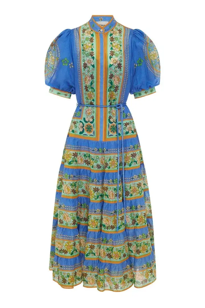 Alemais Linda Tiered Midi Dress Multi Size AU 14 - Image 4