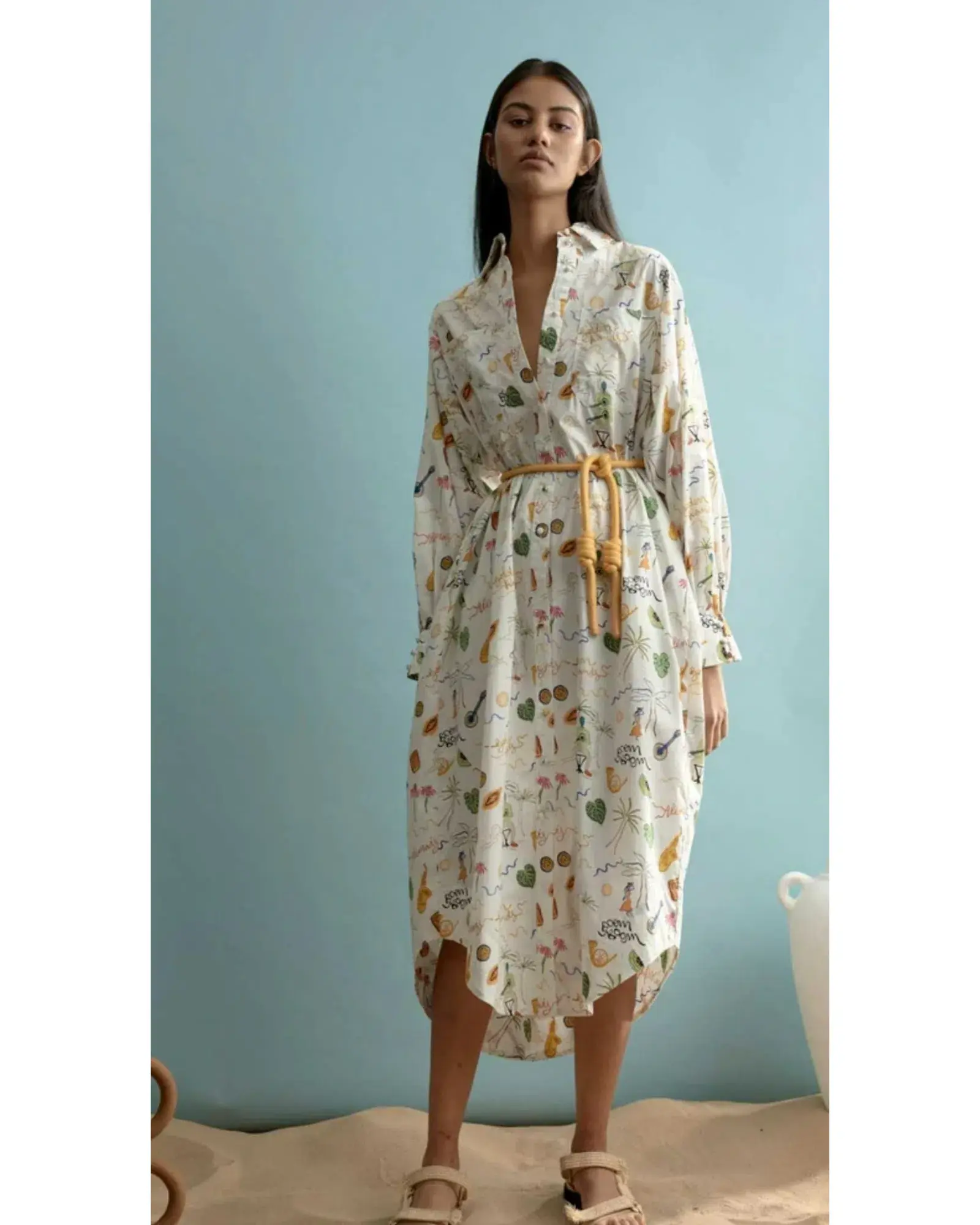 Alemais Golden Hands Shirtdress Print Size AU 14 - Image 1