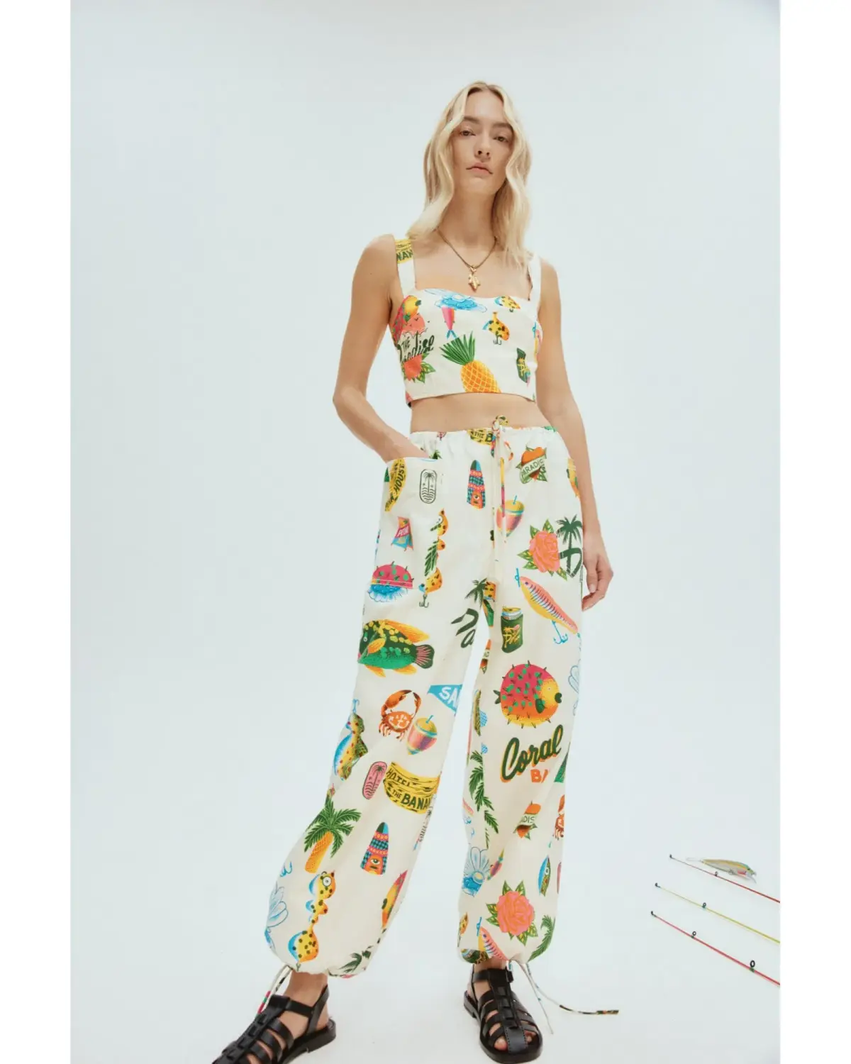 Alemais Samaki Crop Top and Pants Print Size AU 14 - Image 1