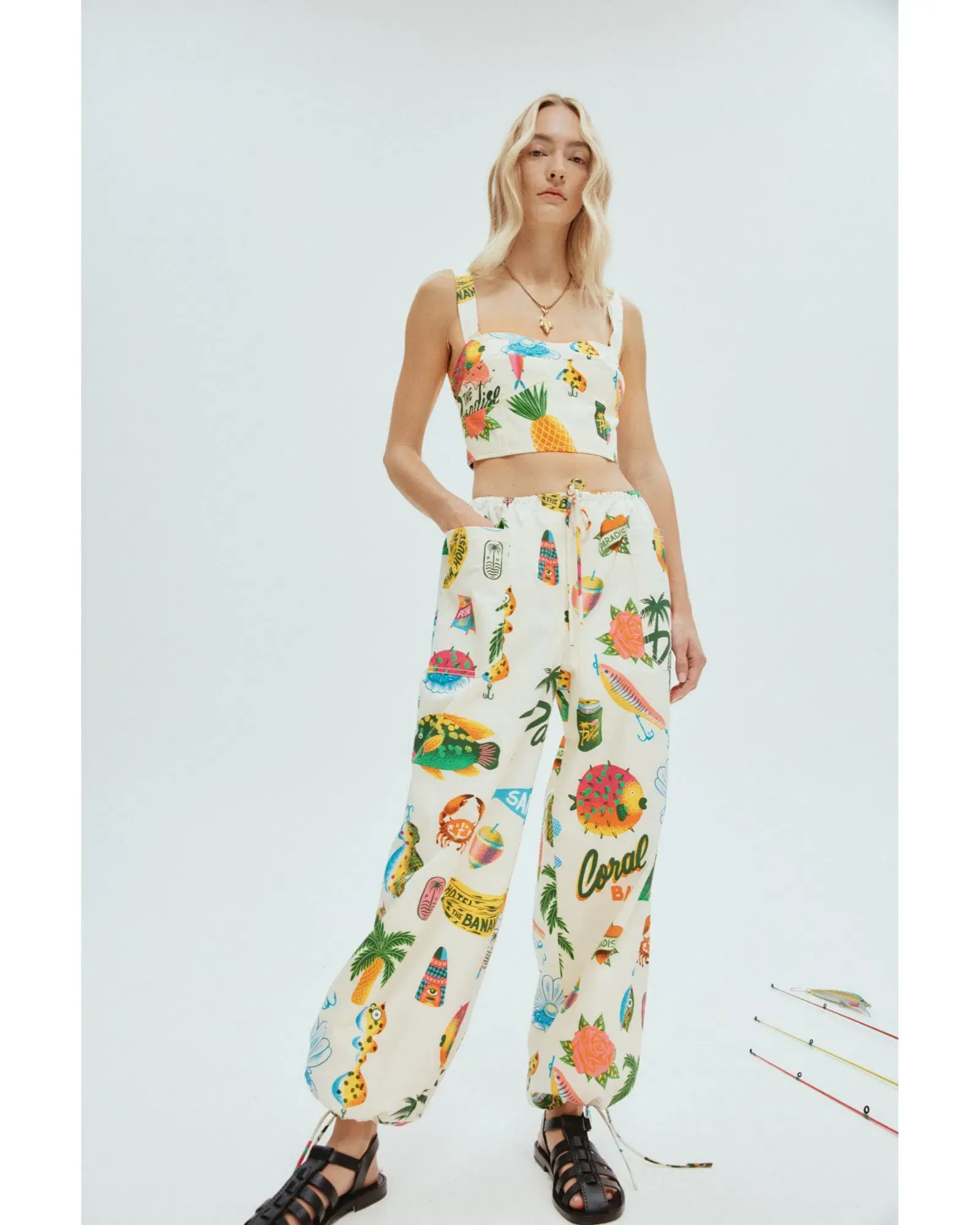 Alemais Samaki Crop Top and Pants Print Size AU 14 - Image 1