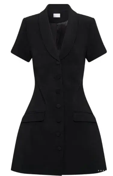 Meshki Paolina Collared Suiting Mini Dress Black Size 4 for rent on The Volte - main image