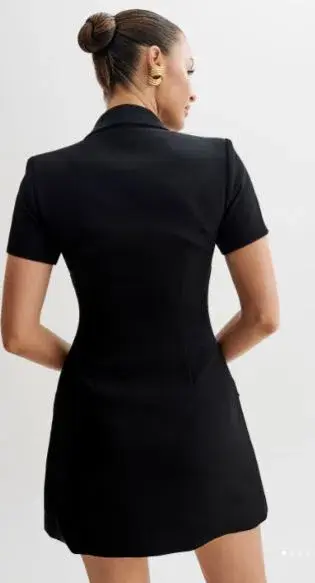 Meshki Paolina Collared Suiting Mini Dress Black Size 4 - Image 2