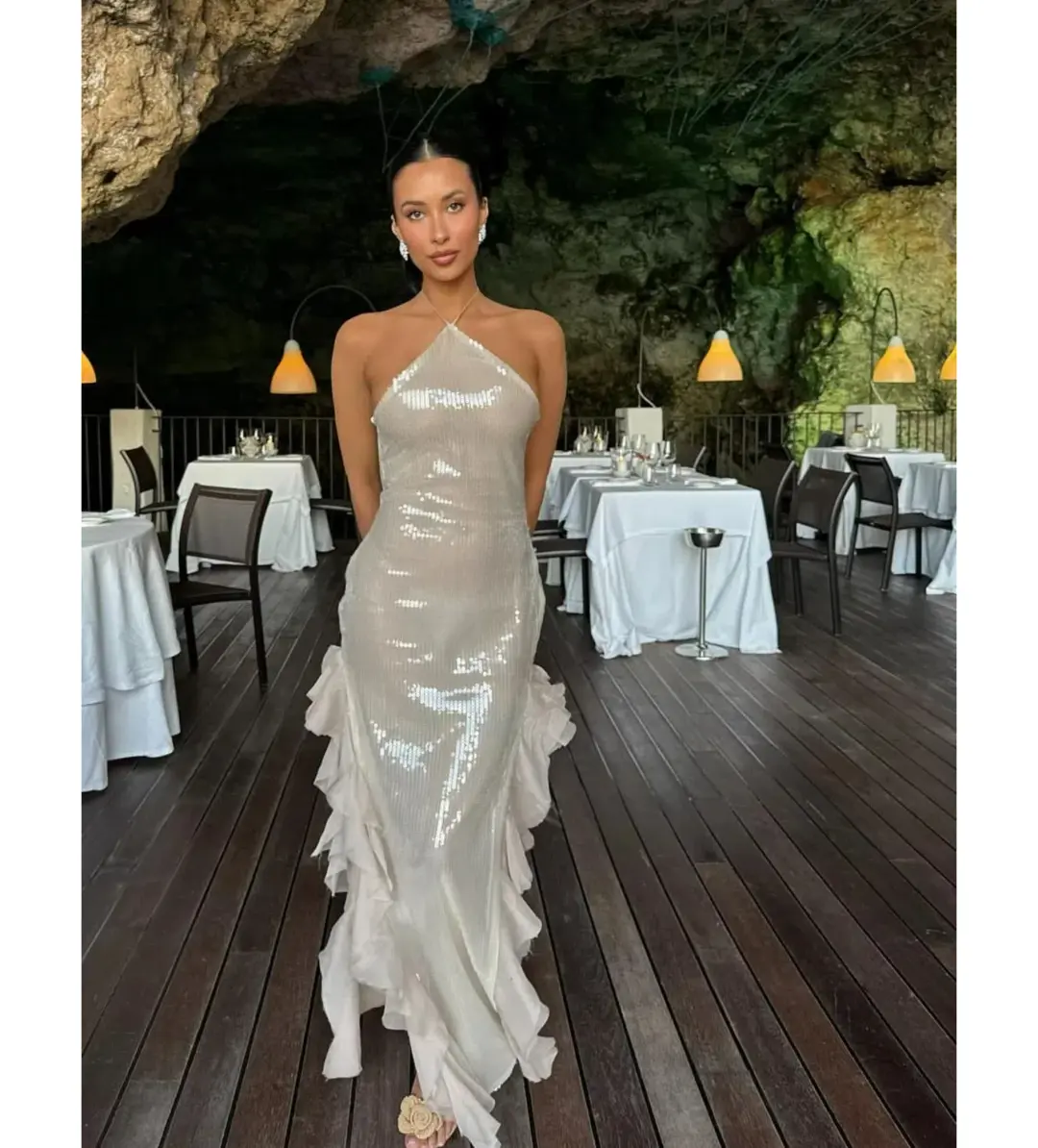 Ooh the Label Saturn Gown Silver Size 8 for rent on The Volte - main image