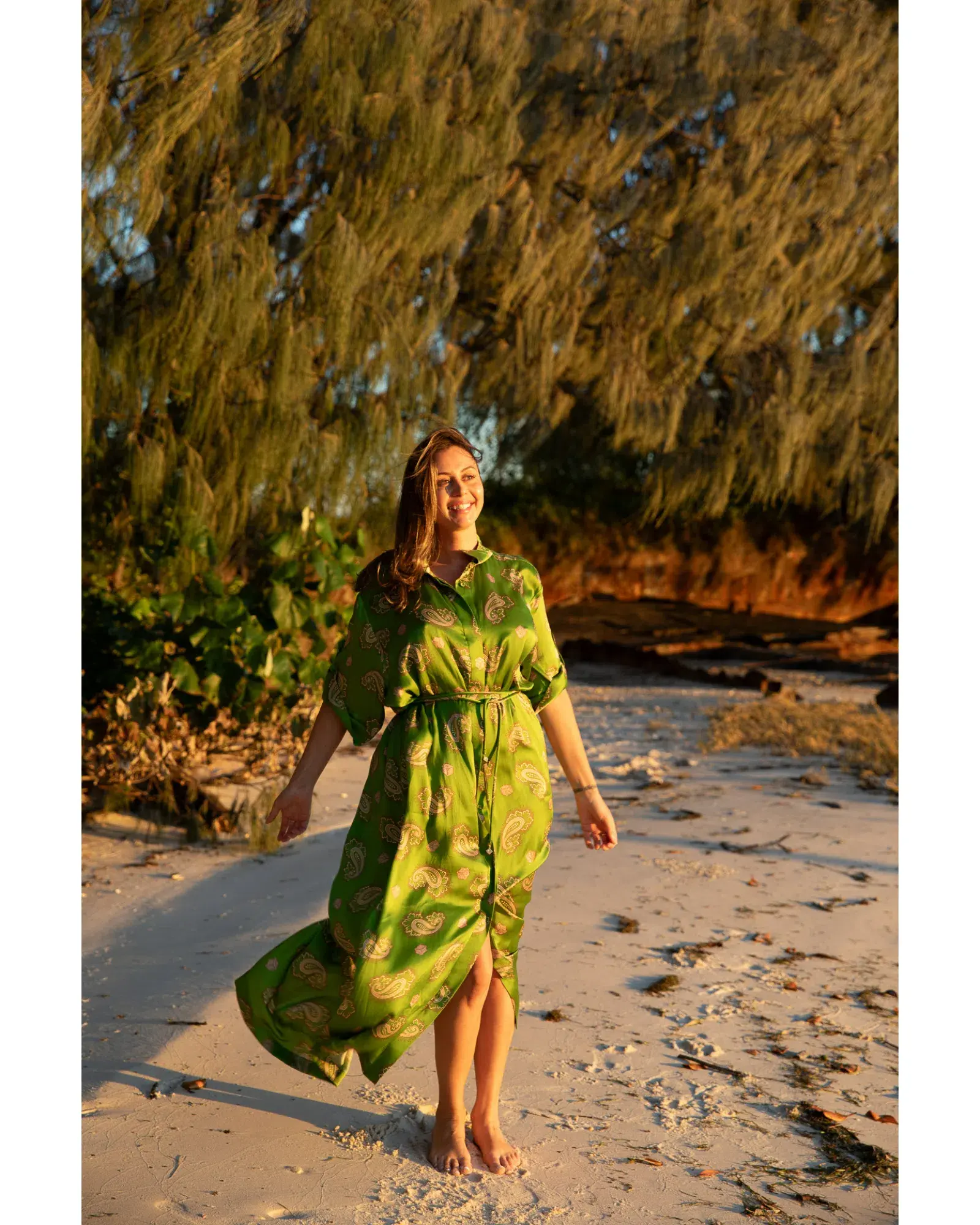 Alemais Dice Silk Shirtdress Green Size AU 16 - Image 1