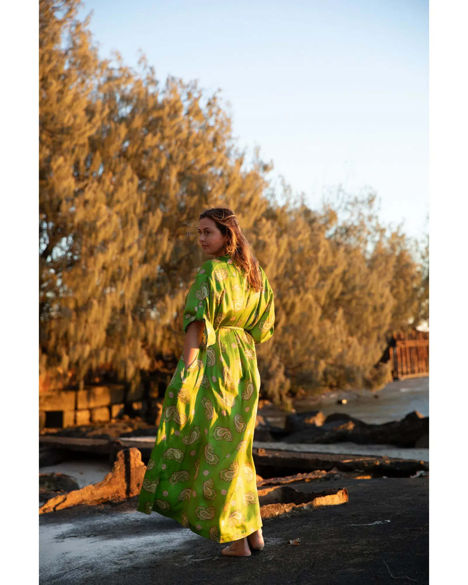 Alemais Dice Silk Shirtdress Green Size AU 16 - Image 2