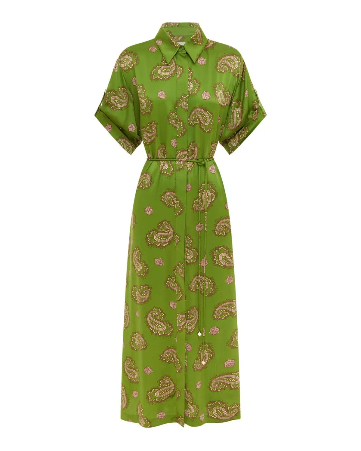 Alemais Dice Silk Shirtdress Green Size AU 16 - Image 4