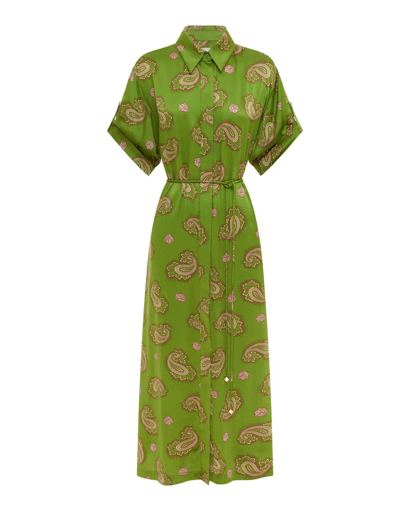 Alemais Dice Silk Shirtdress Green Size AU 16 - Image 4