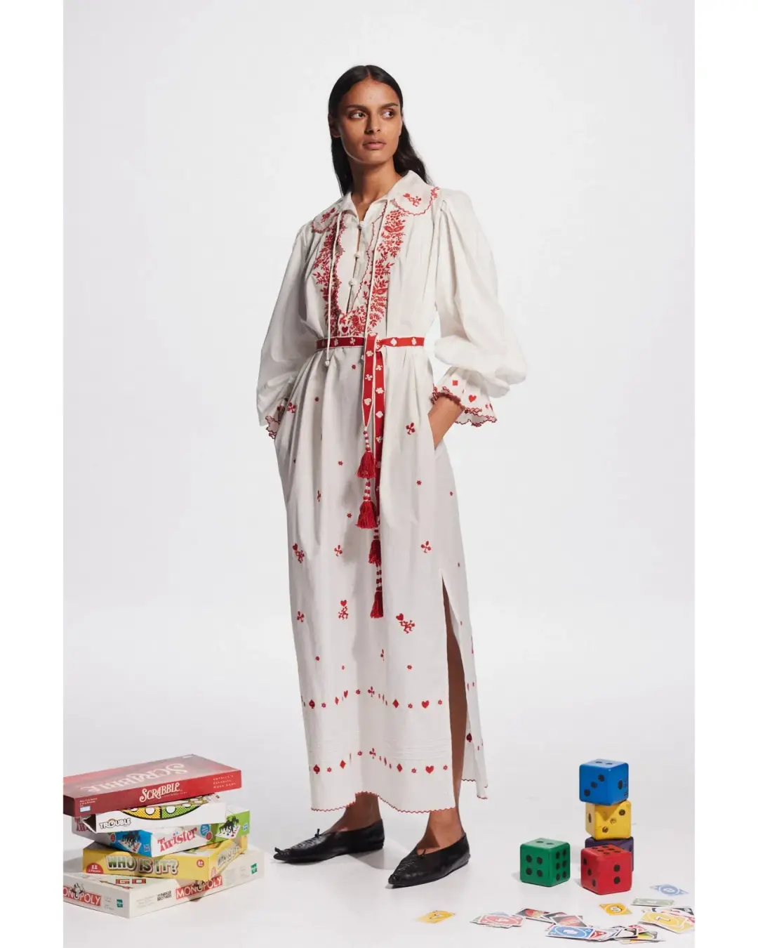 Alemais Hearts Embroidered Midi Dress Print Size AU 16 for rent on The Volte - main image