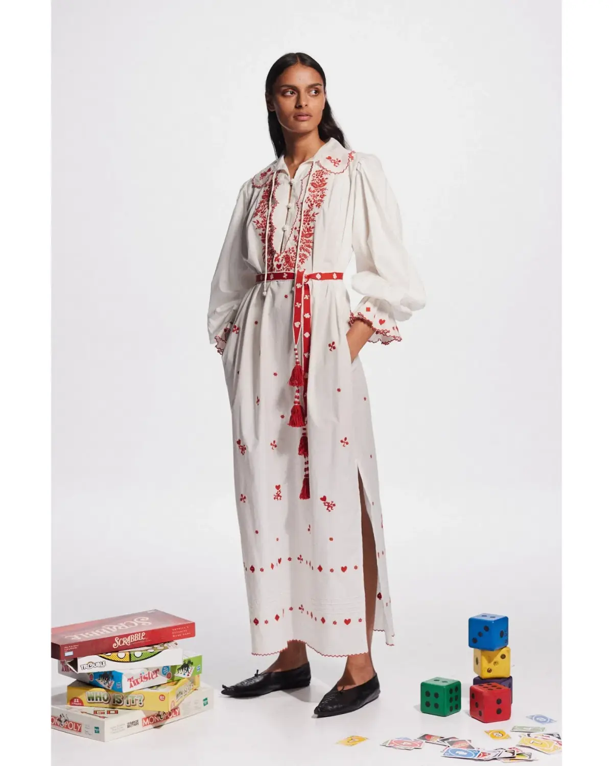 Alemais Hearts Embroidered Midi Dress Print Size AU 16 - Image 1