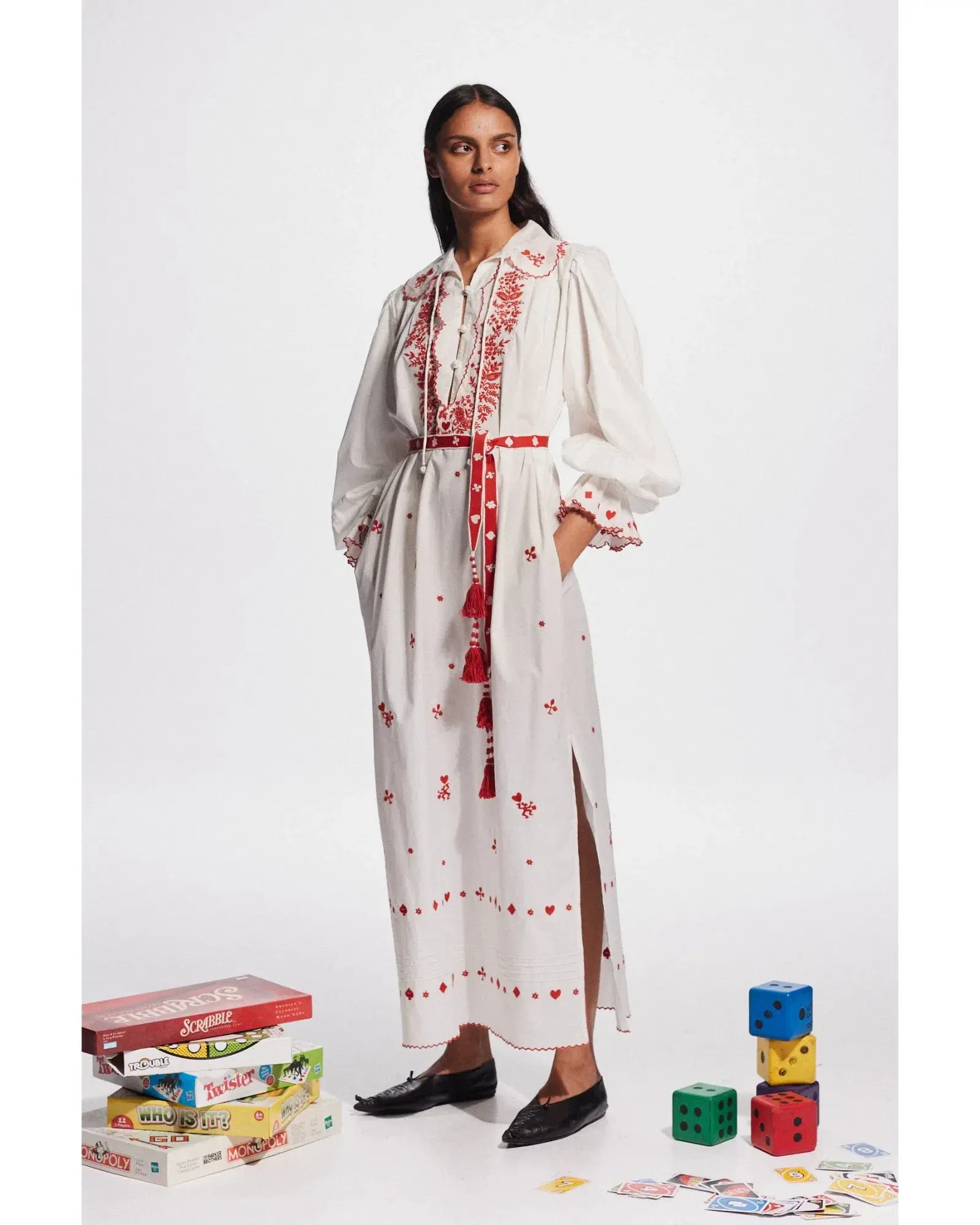 Alemais Hearts Embroidered Midi Dress Print Size AU 16 - Image 1