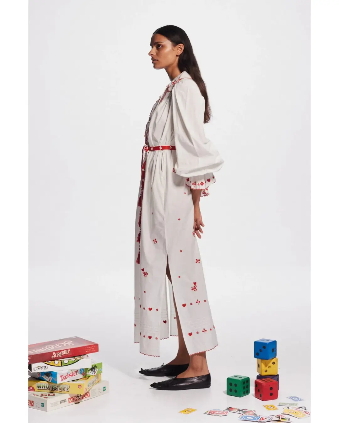 Alemais Hearts Embroidered Midi Dress Print Size AU 16 for rent on The Volte - main image