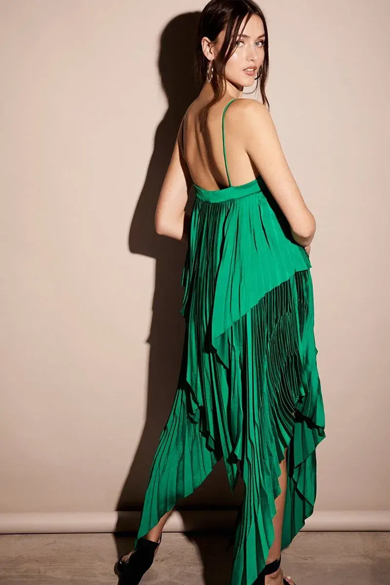 Acler Cedar Pleat Midi Dress Green Size 8 - Image 2