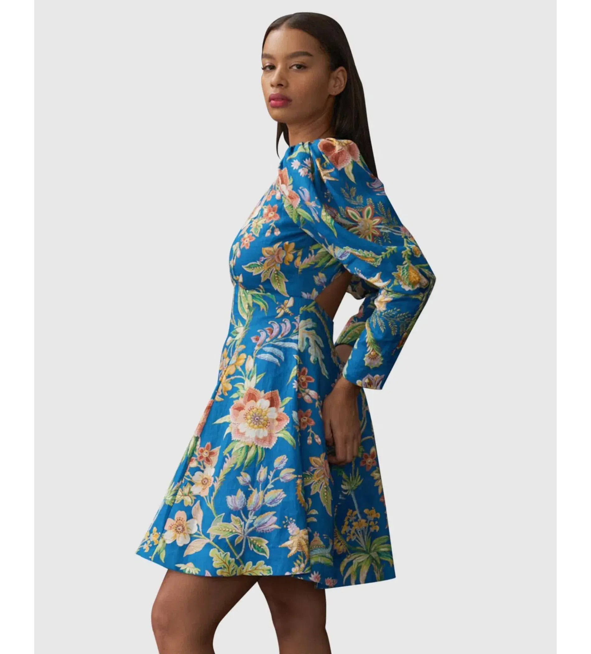 Alemais June Mini Dress Indigo Floral Size AU 16 - Image 3