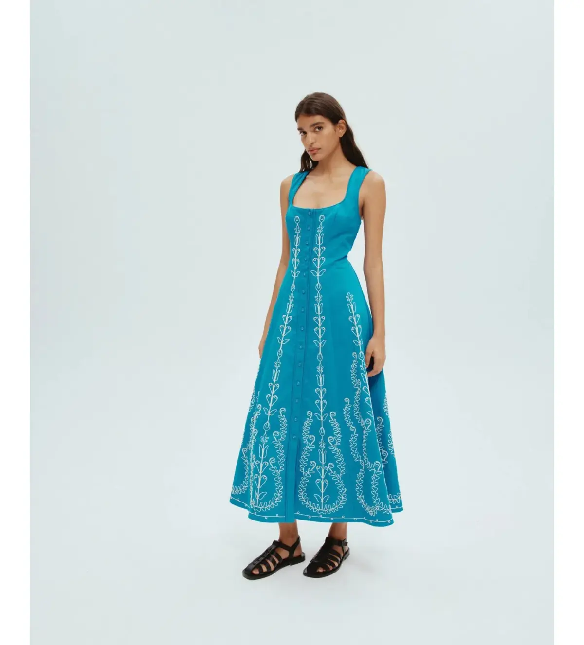 Alemais Donovan Corded Midi Dress Blue Print Size AU 16 - Image 2