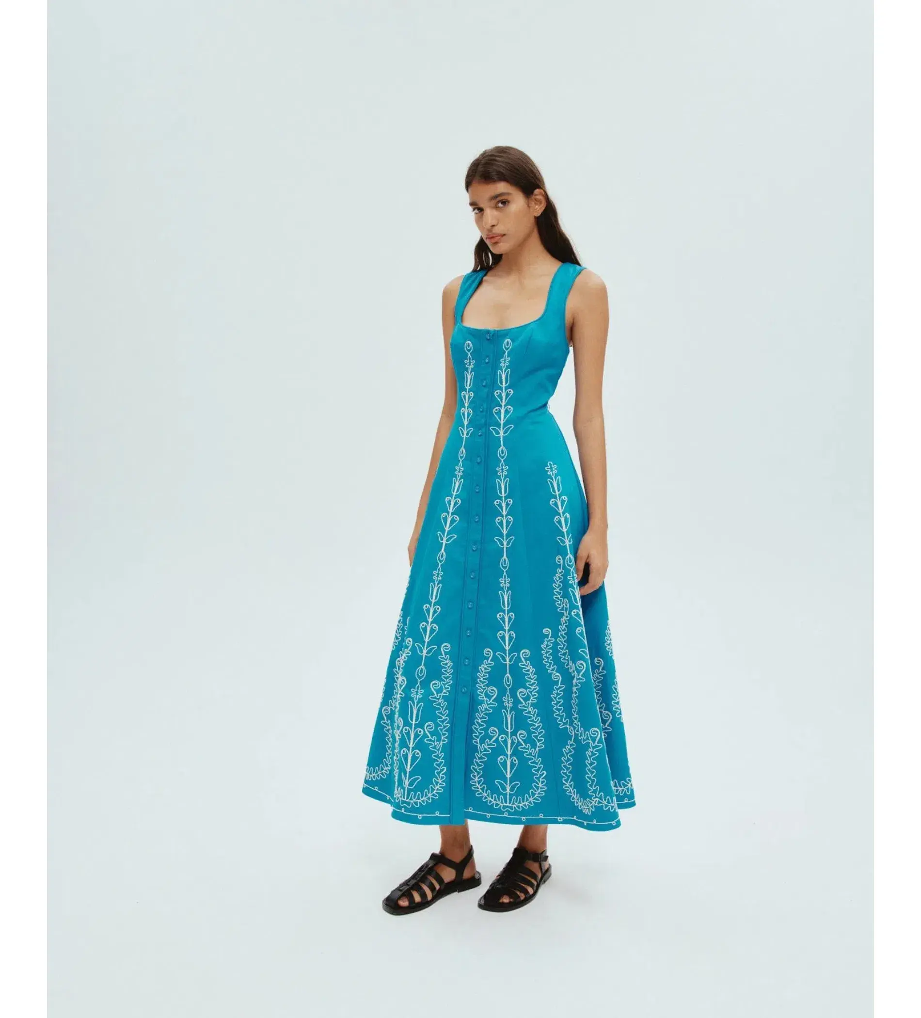 Alemais Donovan Corded Midi Dress Blue Print Size AU 16 - Image 2