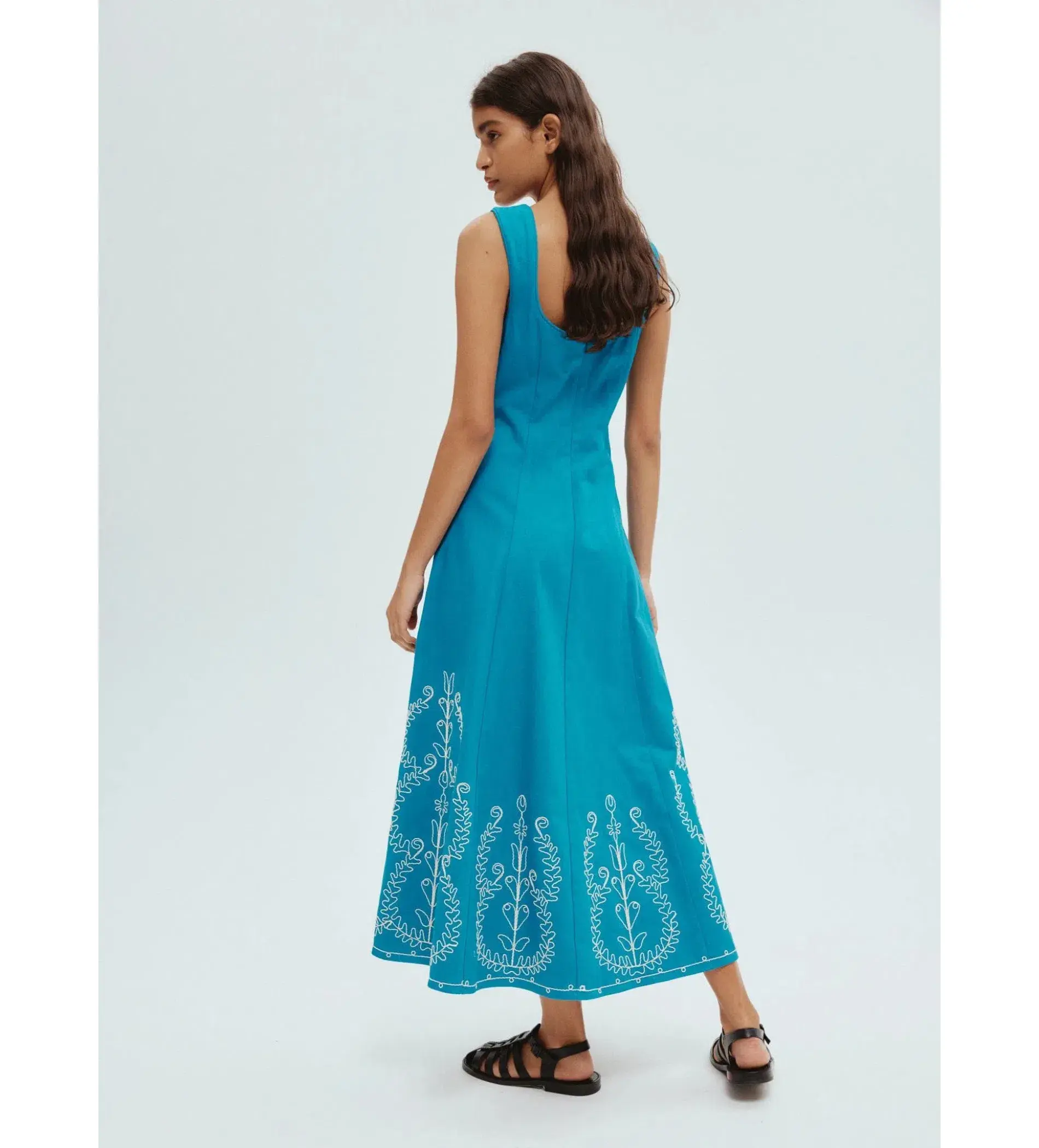 Alemais Donovan Corded Midi Dress Blue Print Size AU 16 - Image 3