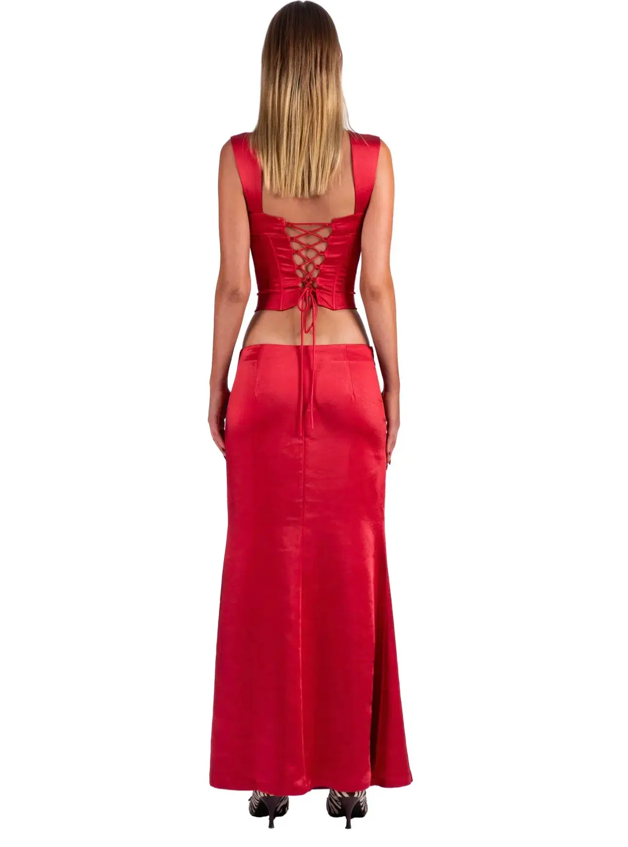 I Am Delilah Valerie Corset and Maxi Skirt Set in Cherry Red Size S / AU 8 - Image 3