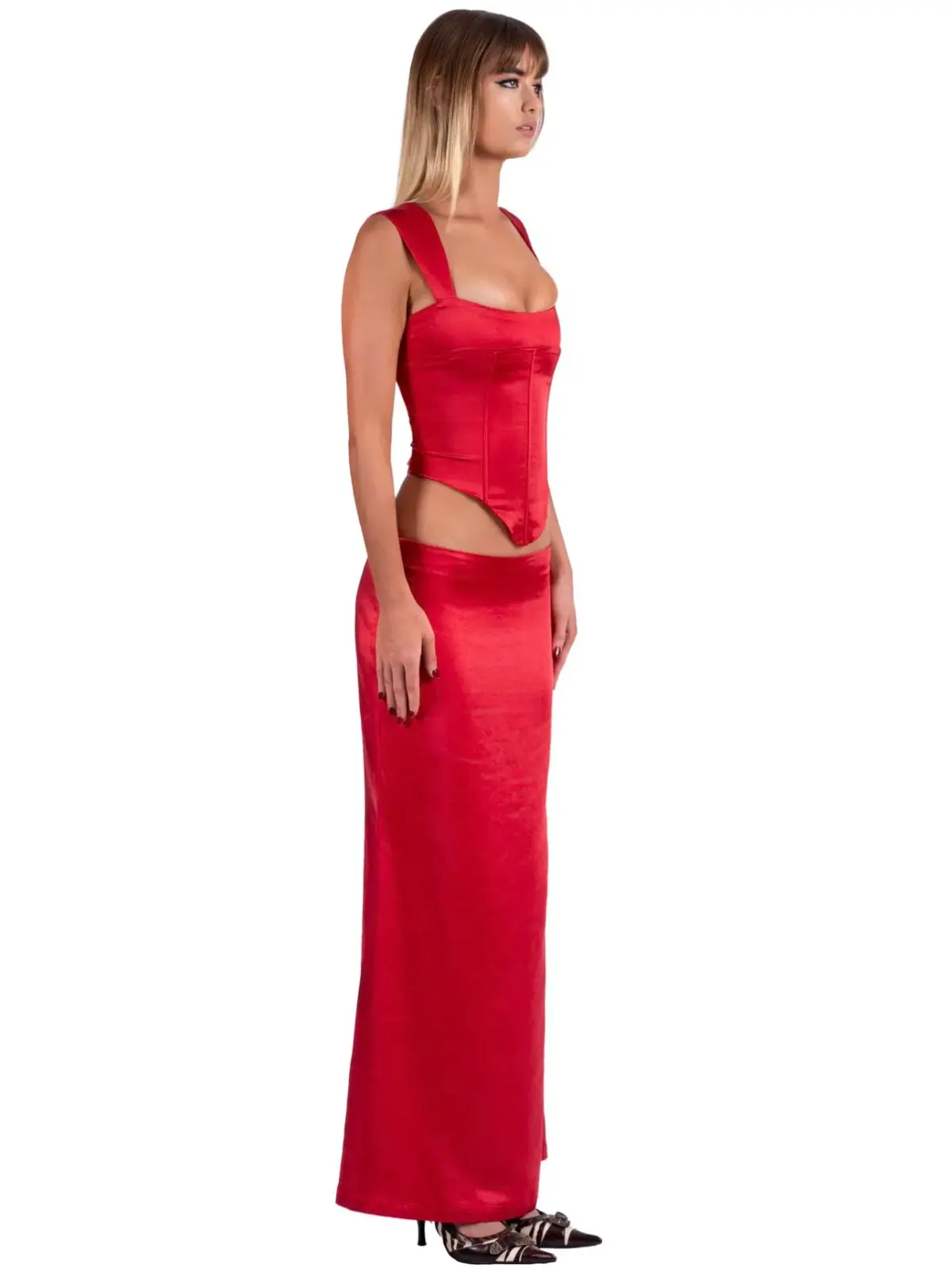 I Am Delilah Valerie Corset and Maxi Skirt Set in Cherry Red Size L / AU 12 - Image 2