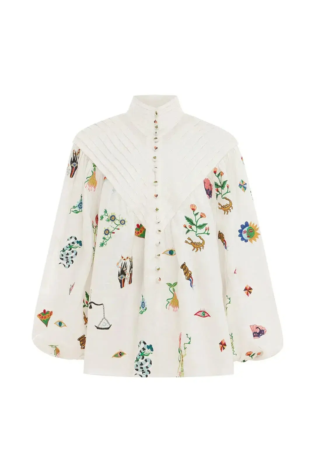 Alemais Atticus Embroidered Shirt and Skirt Set Cream Multi Size 12 - Image 5