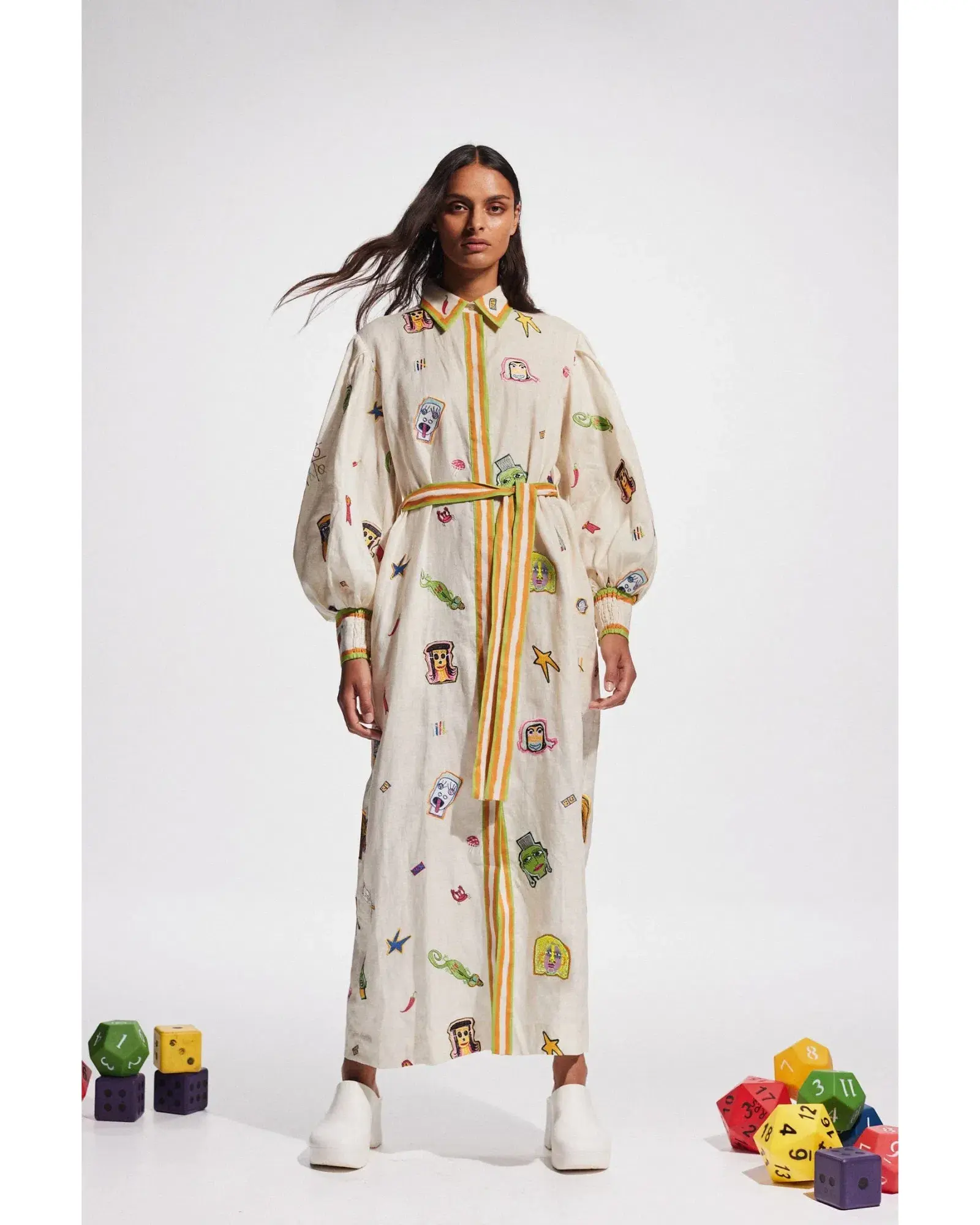 Alemais Checkers Embroidered Shirtdress Print Multi Size 14 - Image 1