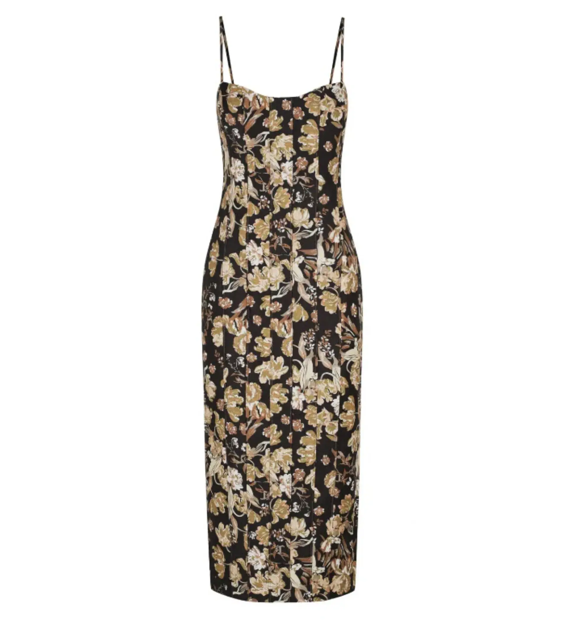 Shona Joy Palermo Linen Fitted Midi Dress Multi Floral Size 10 - Image 4