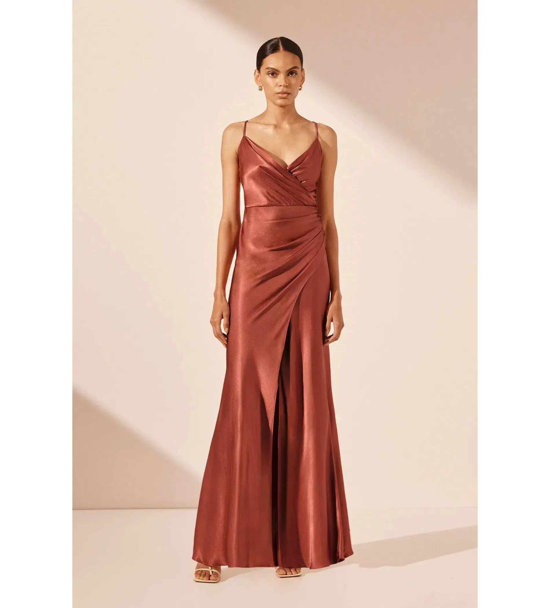 Shona Joy La Lune Cross Draped Maxi Dress Terracotta Size 10 - Image 1