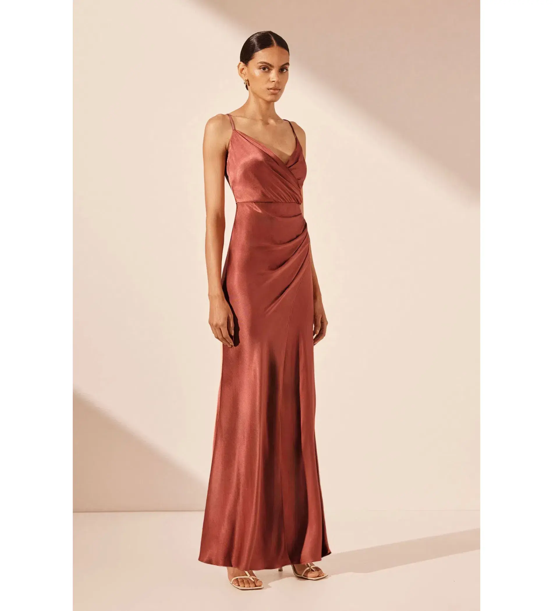 Shona Joy La Lune Cross Draped Maxi Dress Terracotta Size 10 - Image 2