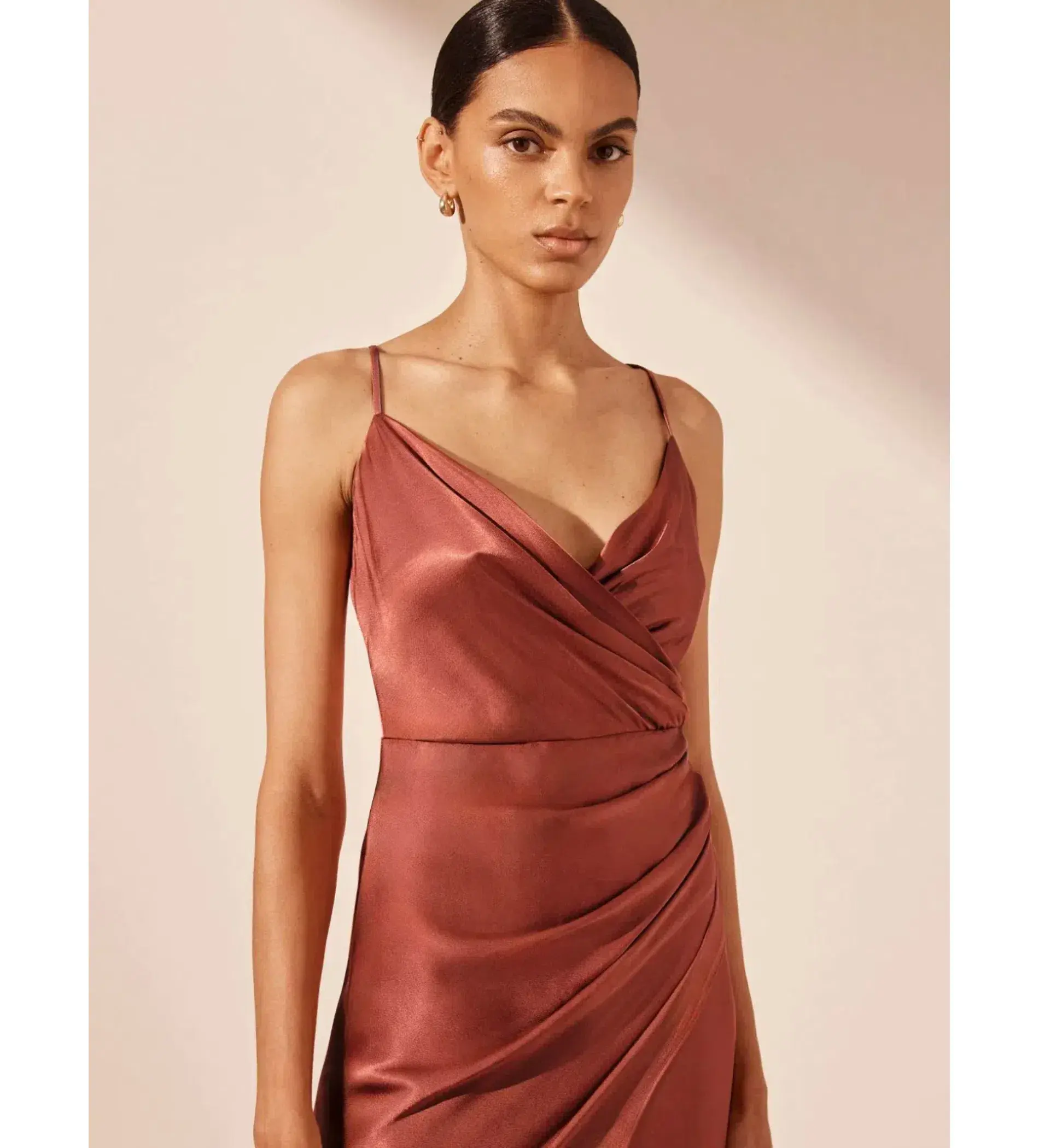 Shona Joy La Lune Cross Draped Maxi Dress Terracotta Size 10 - Image 5