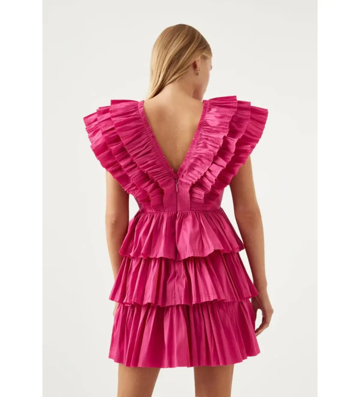 Aje Rhythmic Frilled Mini Dress Fuchsia Size 10 - Image 4
