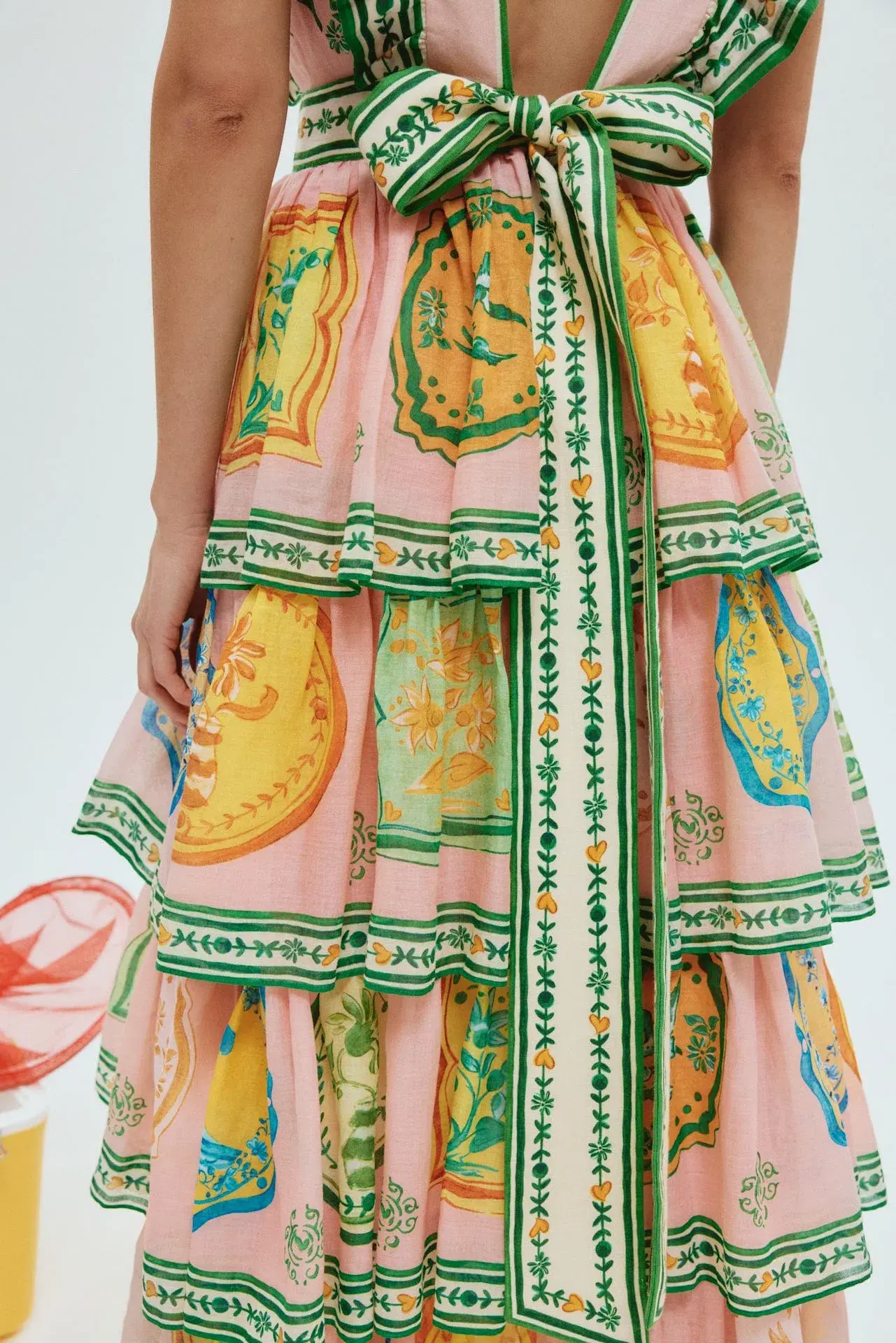 Alemais Porcelain Frill Midi Dress Multi Print Size 16 - Image 4