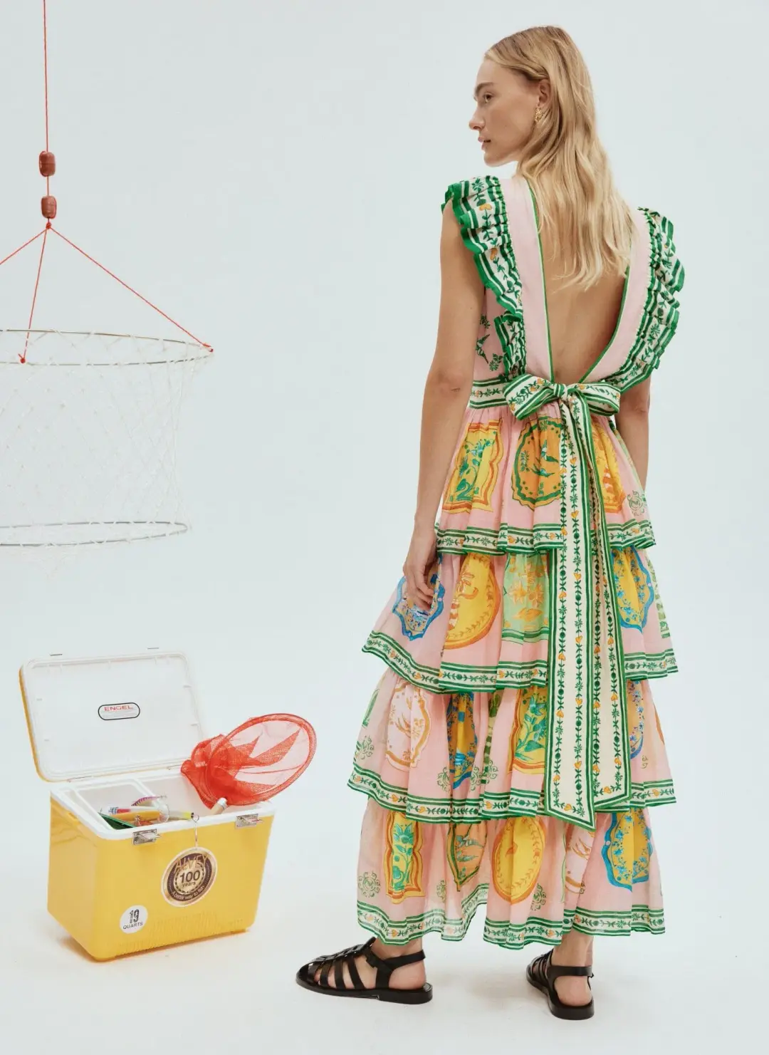 Alemais Porcelain Frill Midi Dress Multi Print Size 16 for rent on The Volte - main image