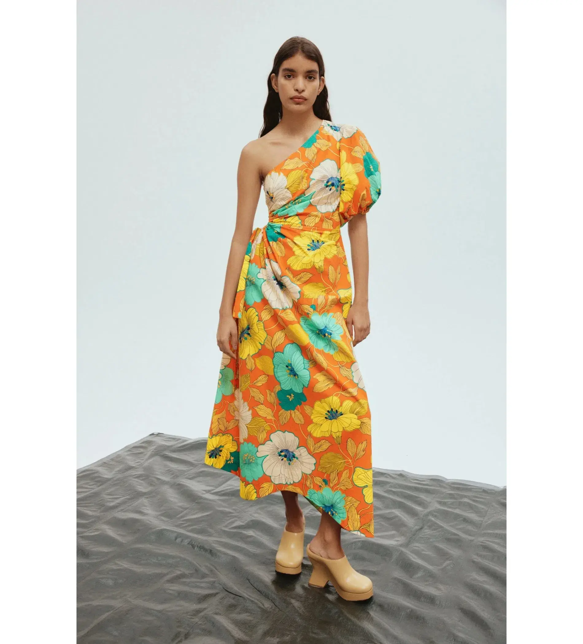 Alemais Piato One Shoulder Midi Dress Multi Floral Size 16 - Image 1