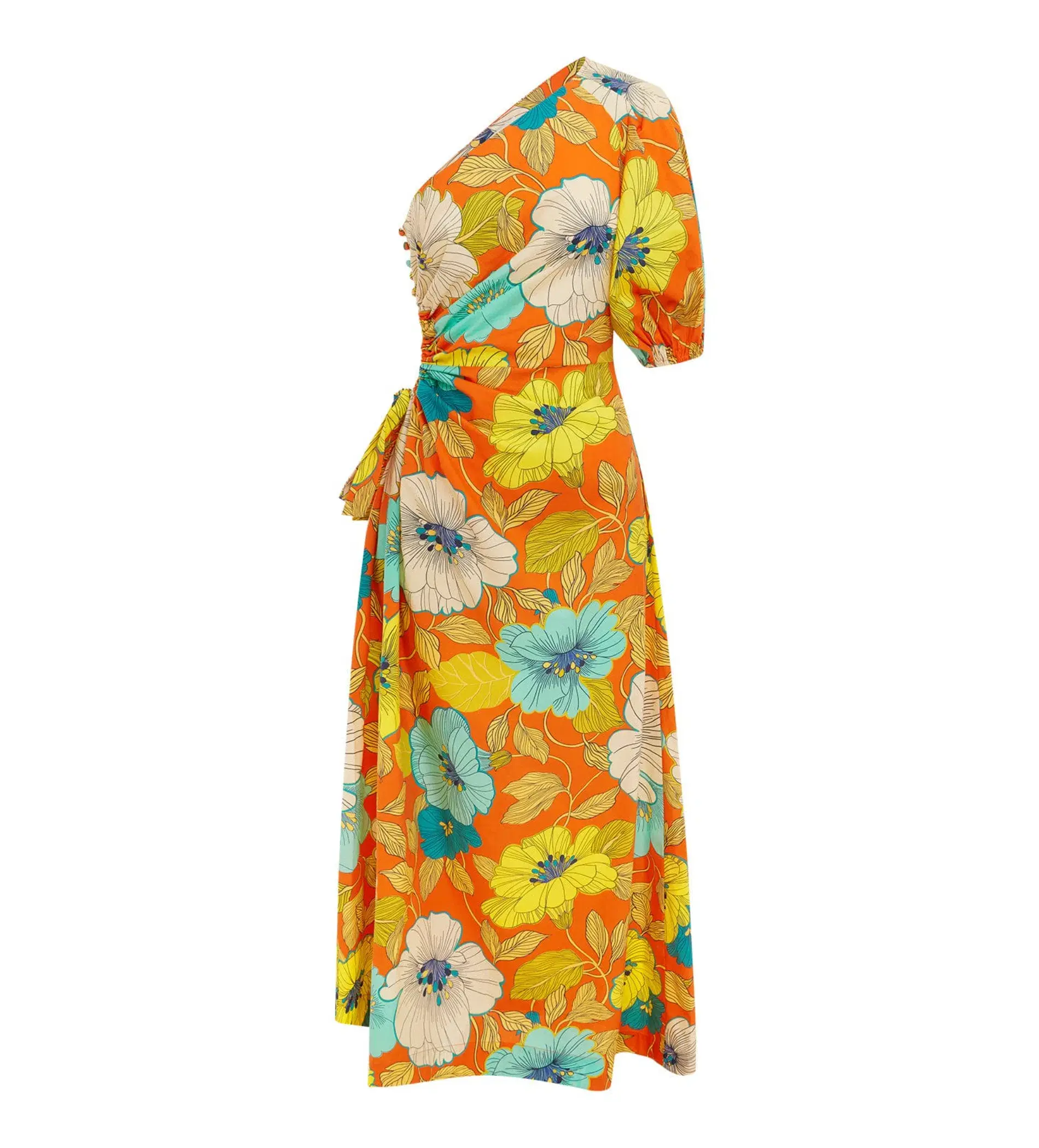 Alemais Piato One Shoulder Midi Dress Multi Floral Size 16 - Image 6