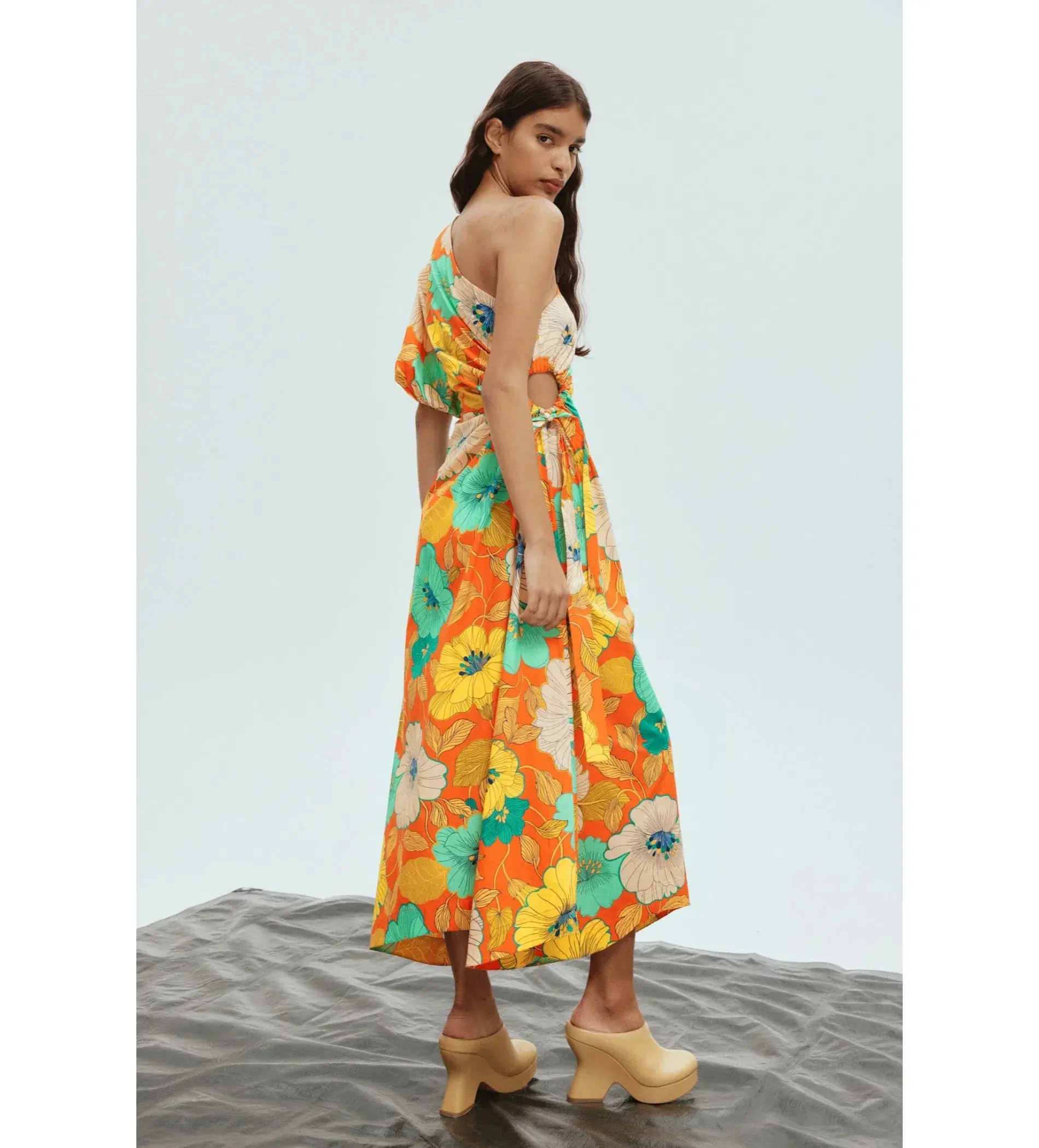 Alemais Piato One Shoulder Midi Dress Multi Floral Size 16 - Image 3