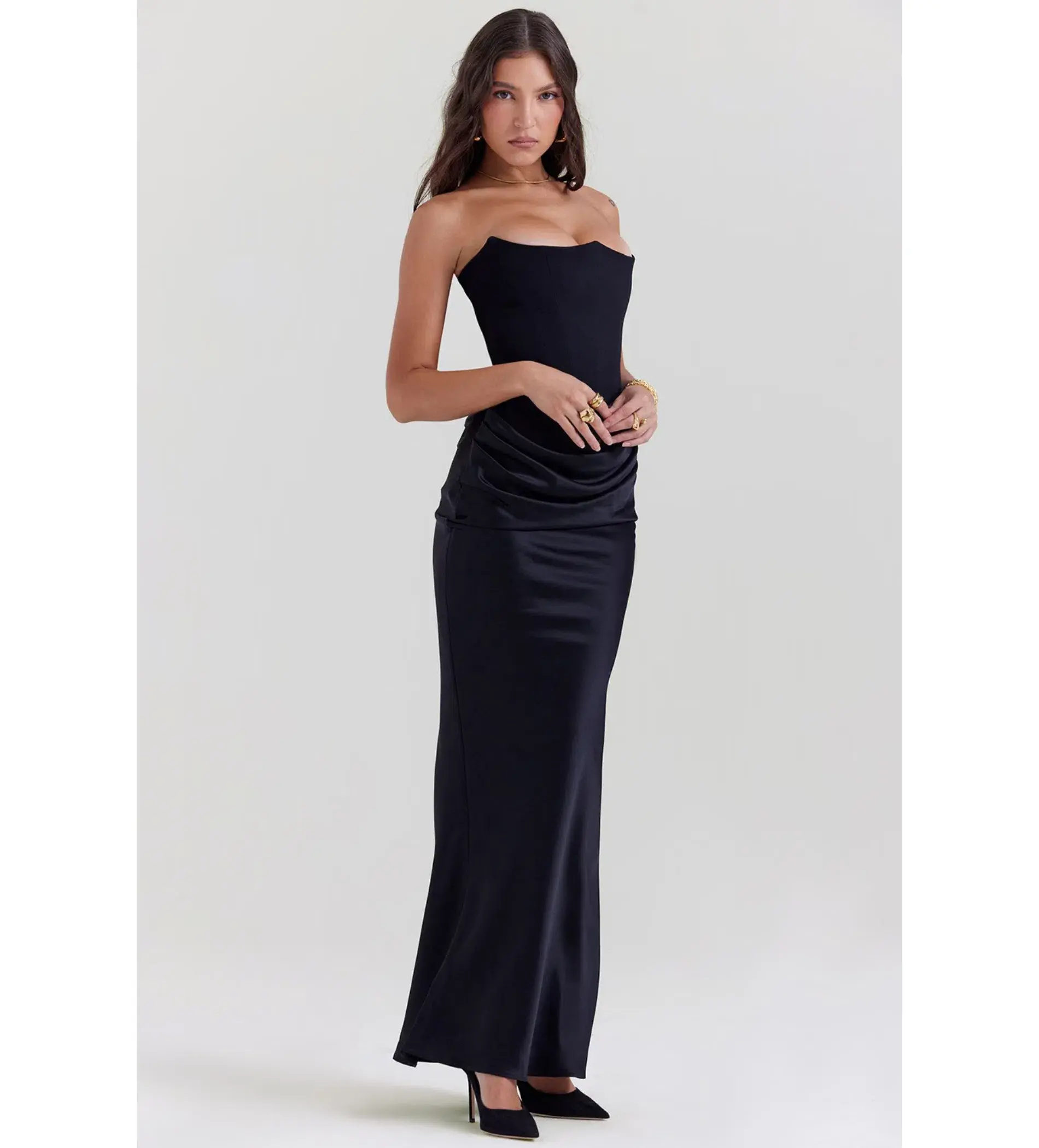 House of CB Persephone Strapless Corset Maxi Dress Black Size 12/L - Image 2