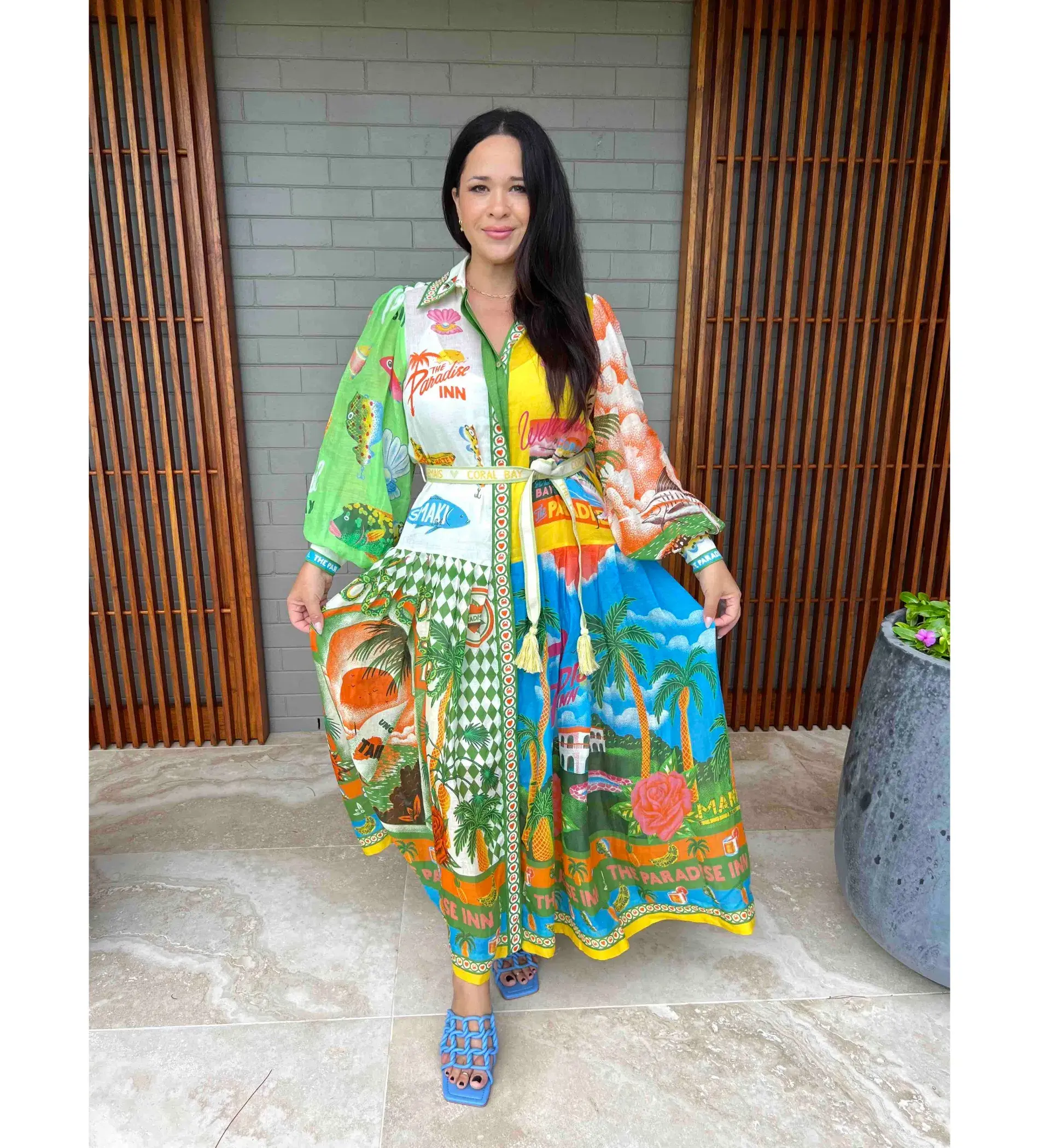 Alemais Paradiso Midi Shirtdress Multi Print Size 14  - Image 4