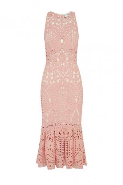 Lover Harmony Cut Out Midi Dress - Pink Lace Size 6 - Image 3