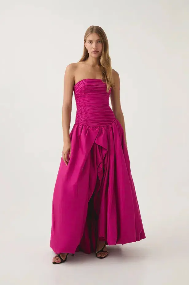 Aje Violette Bubble Hem Maxi Dress Deep Magenta Size 10 - Image 1