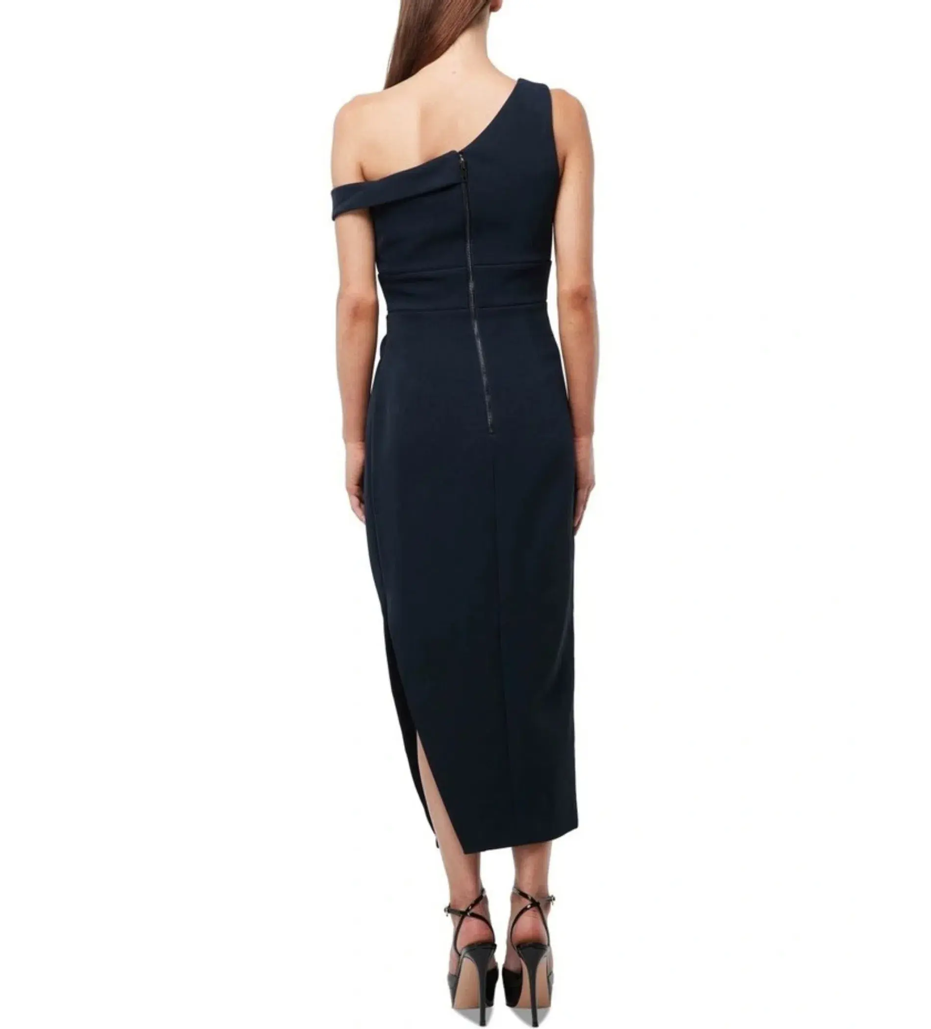 Mossman Virtuous One-Shoulder Midi Dress Navy Size 6 - Image 3