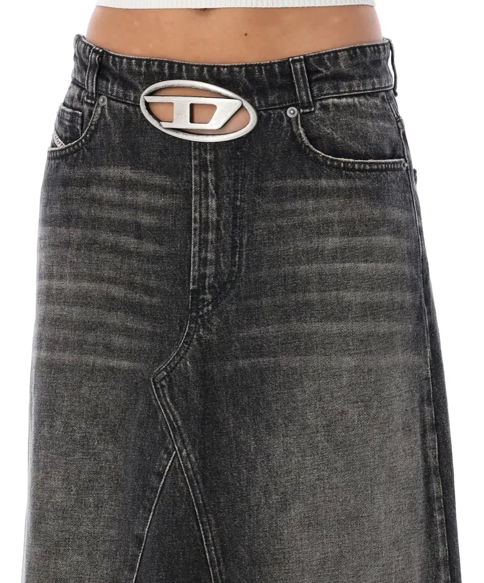 Diesel De-Pago-S3 Denim Maxi Skirt 2 Black Size 10 - Image 4