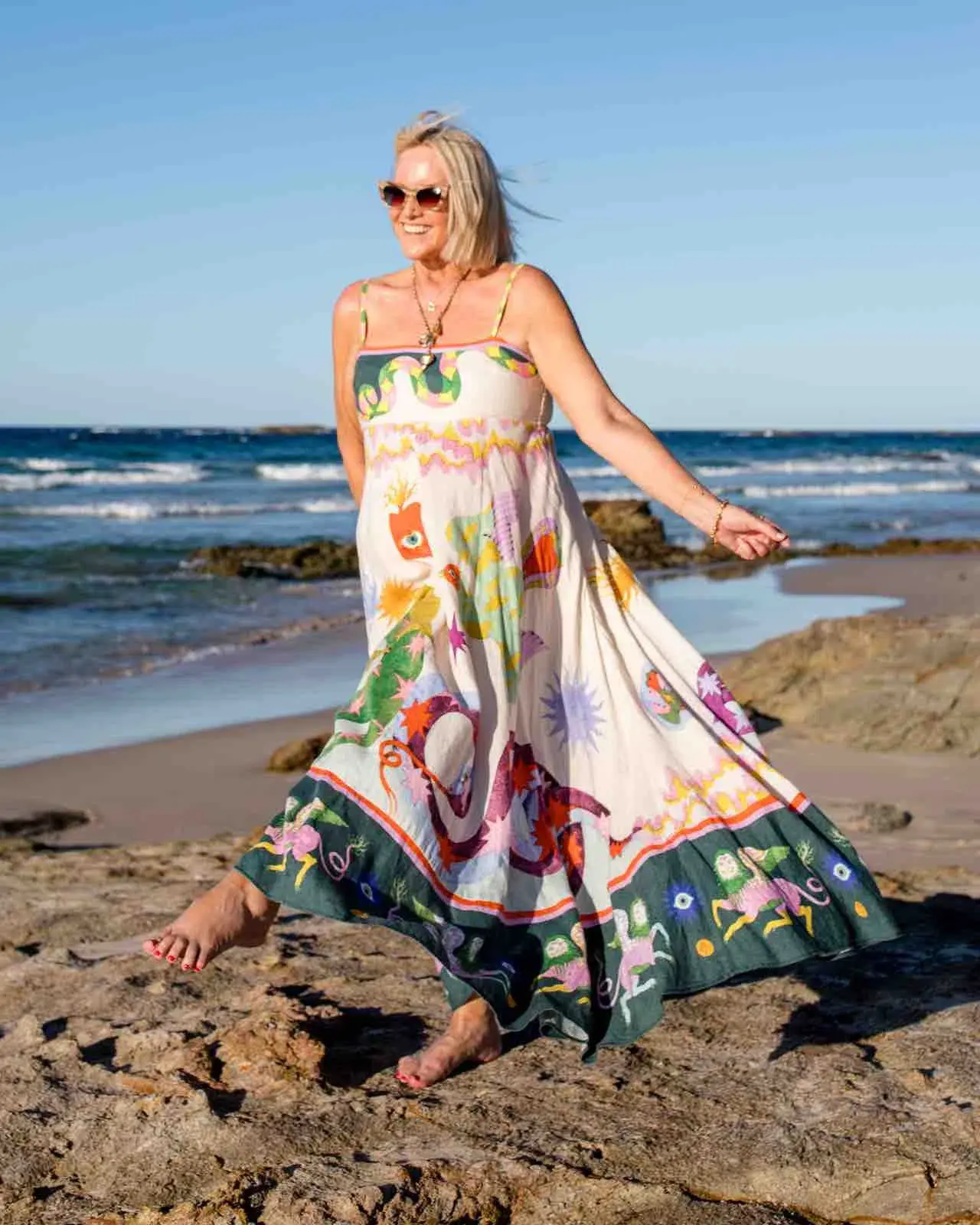 Alemais Seeker Midi Sundress Multi Print Size 14 - Image 5