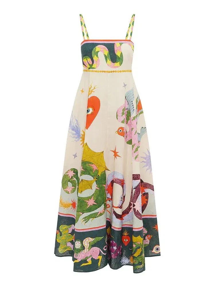 Alemais Seeker Midi Sundress Multi Print Size 14 - Image 6